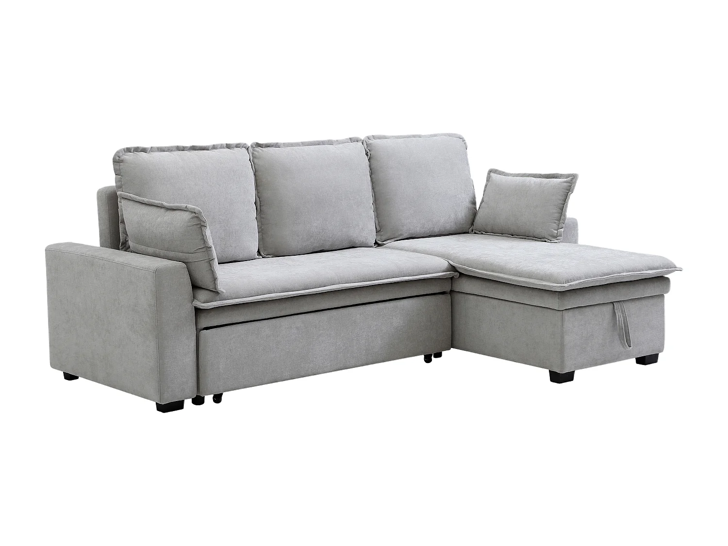 Canapé d'angle convertible et réversible en tissu gris clair ZAKILA