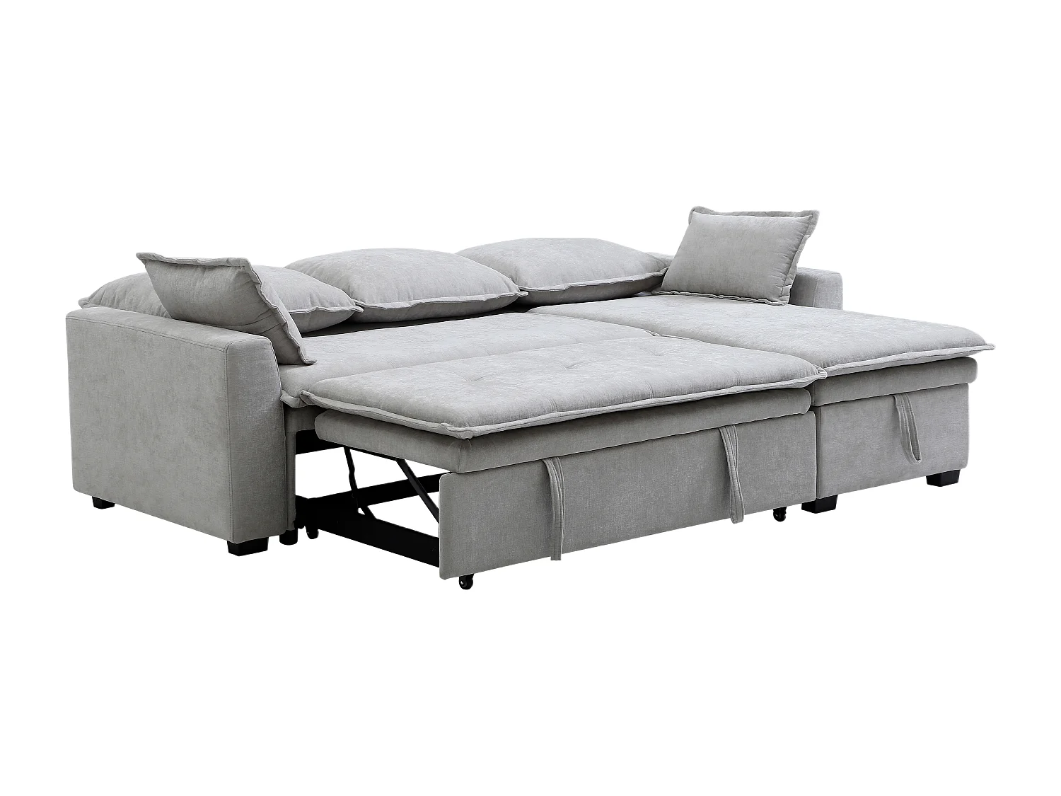 Canapé d'angle convertible et réversible en tissu gris clair ZAKILA