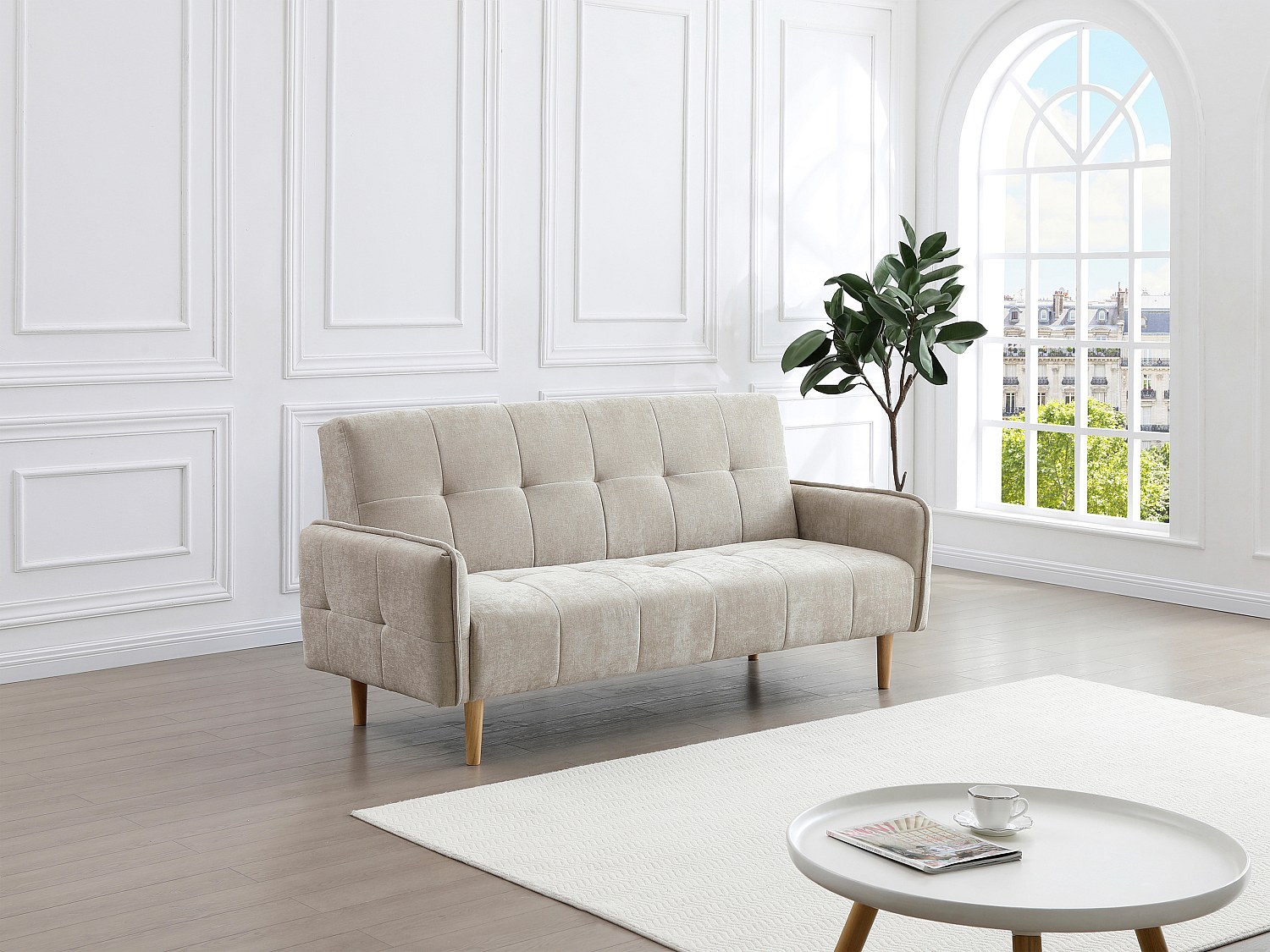 Vente-unique Sofa 3‑Sitzer Mit Clic‑Clac‑Funktion – Stoff – Beige – Soniata