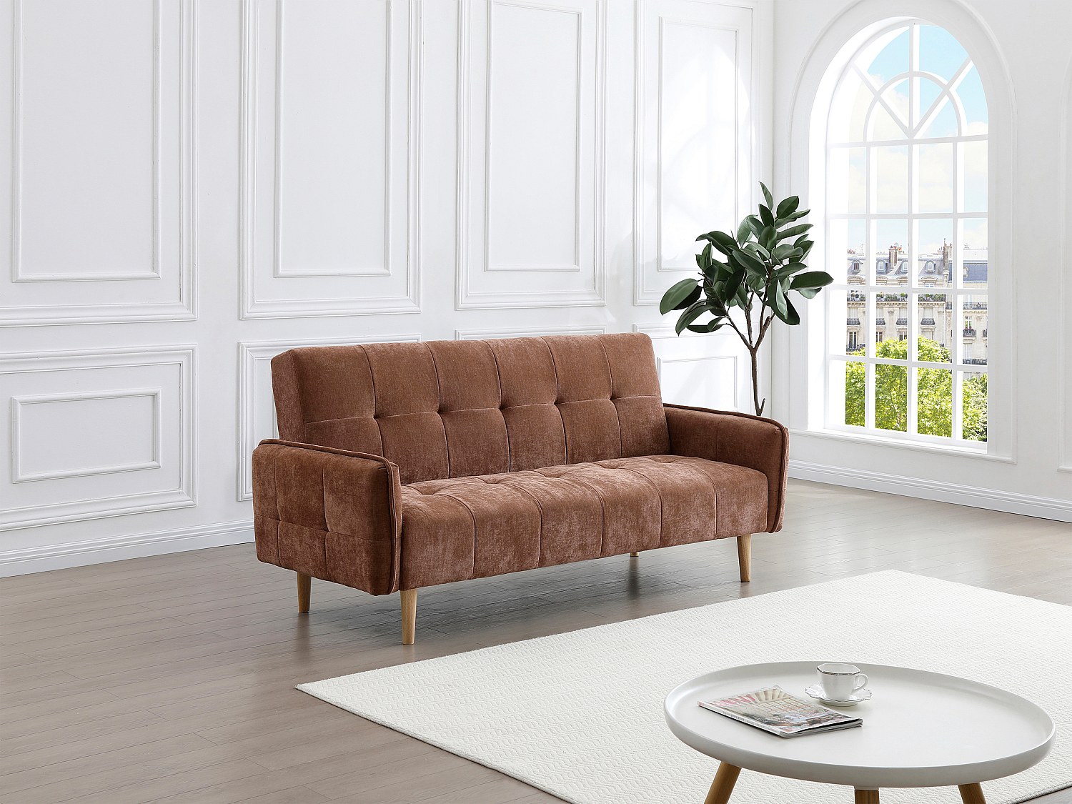 Vente-unique Sofa 3‑Sitzer Mit Clic‑Clac‑Funktion – Stoff – Braun – Soniata