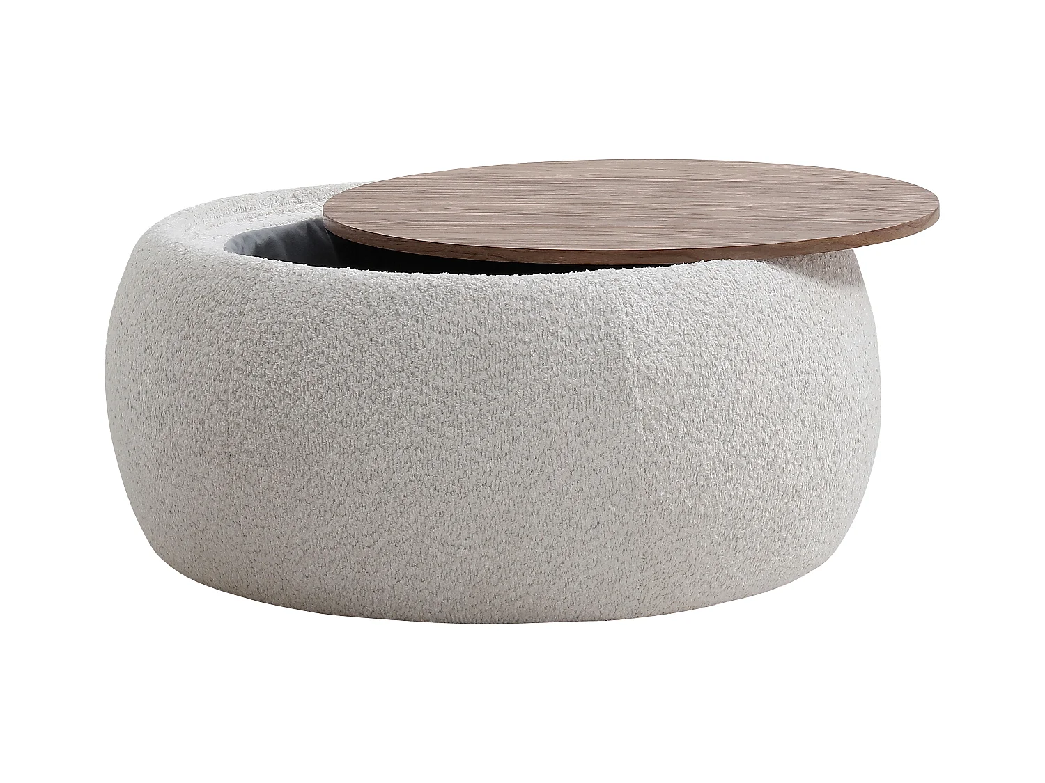 Sofabord med opbevaringsboks i bouclé stof og MDF - Hvid - SORIELI