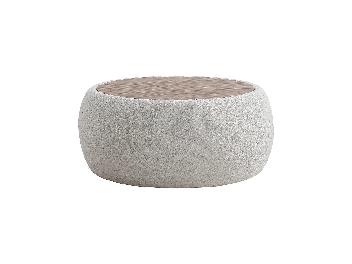 Soffbord med förvaringslåda i bouclé-tyg och MDF - Vit - SORIELI