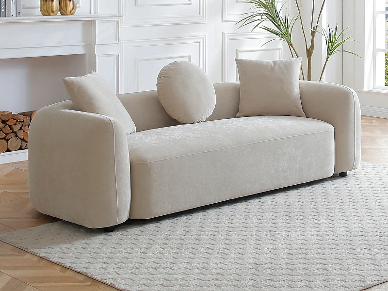 Canapé 3 places en tissu beige OXILA