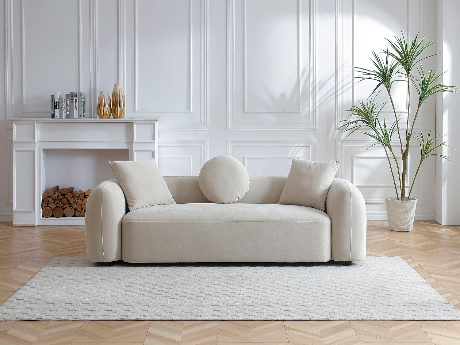 3-seters sofaen i beige stoff OXILA