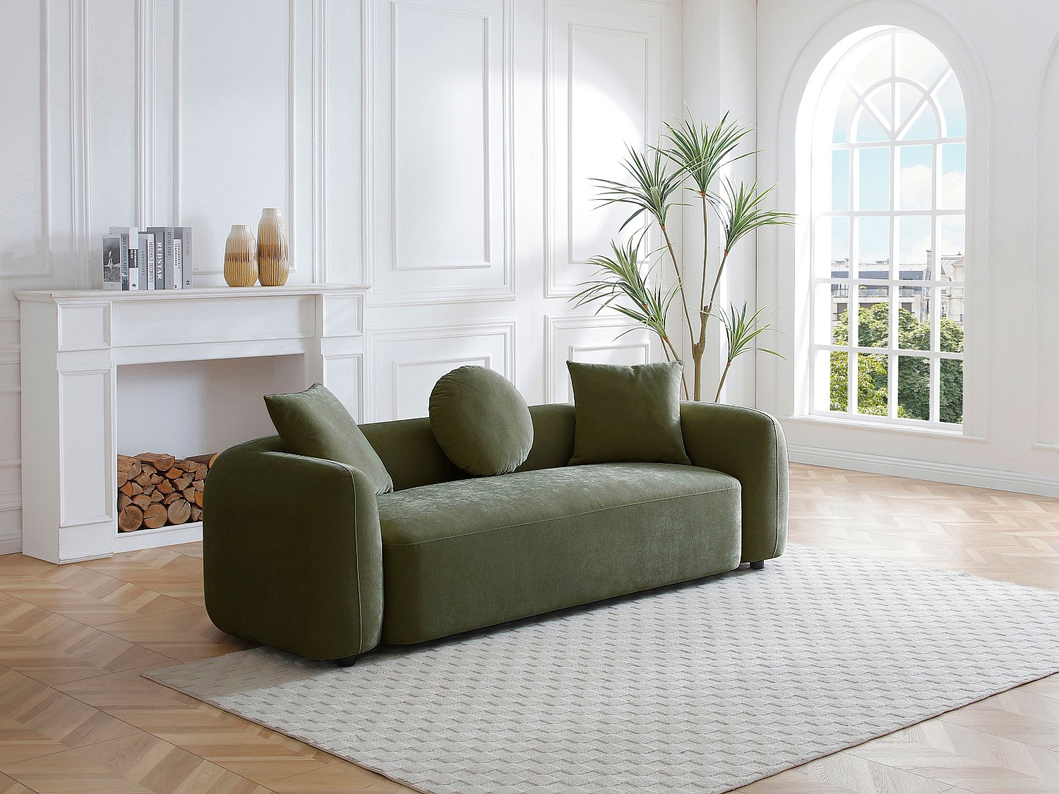3-Sitzer Sofa - Stoff - Grün - OXILA günstig online kaufen