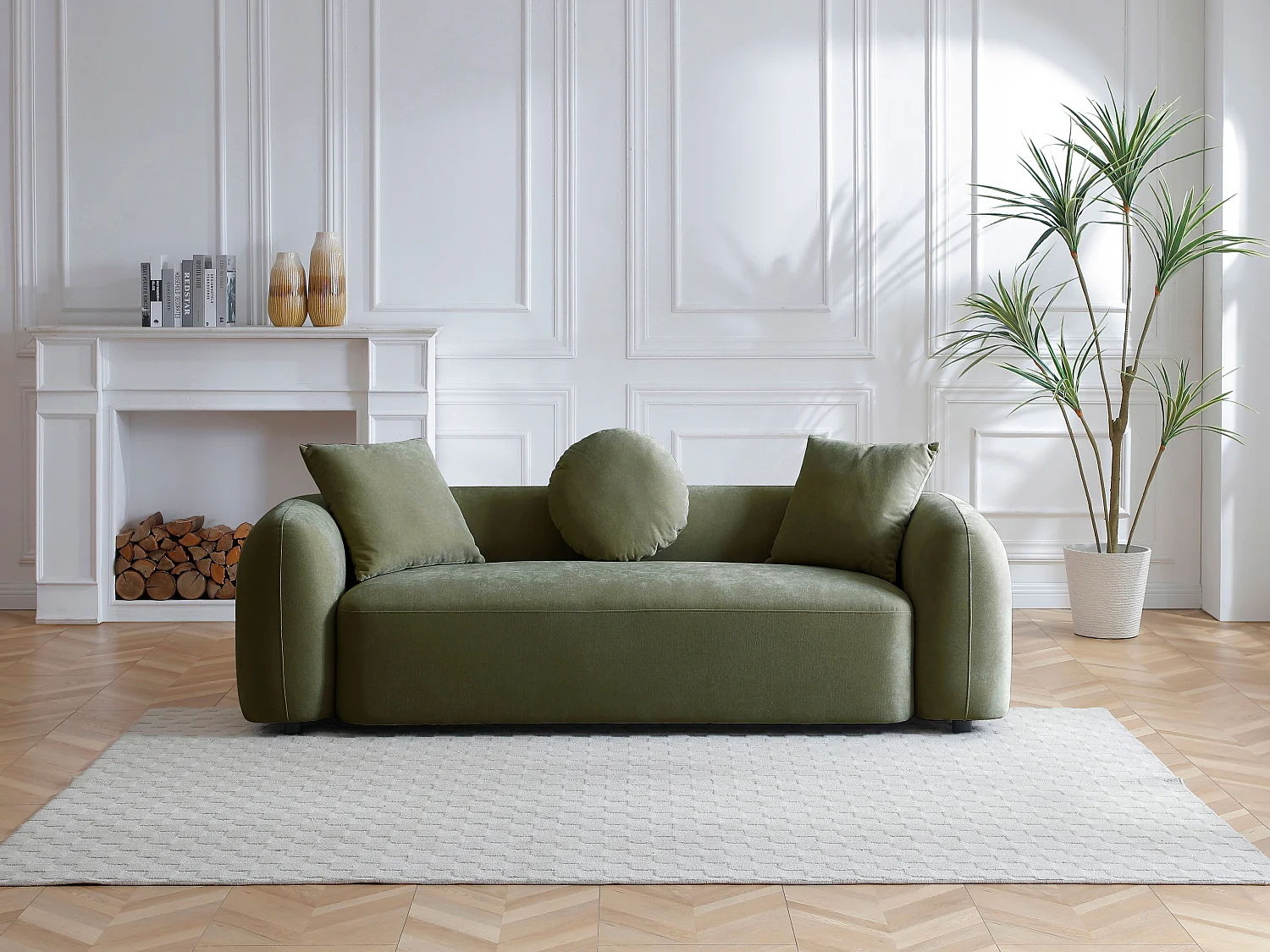 Canapé 3 places en tissu vert OXILA