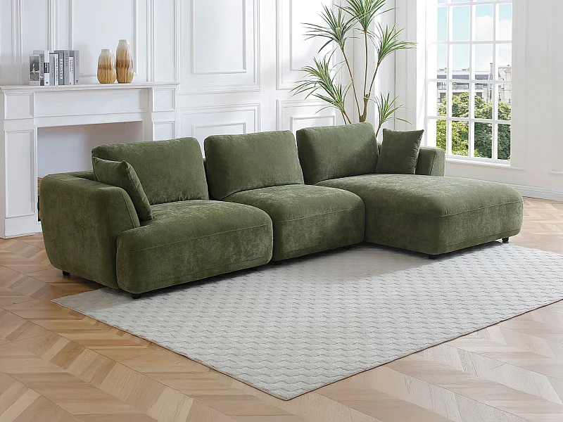 Zitbank met hoek rechts van groene stof  - TINDRALO