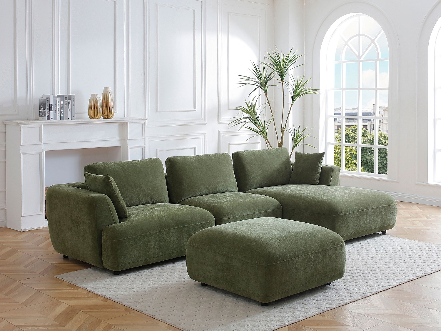 Vente-unique Hocker - Stoff - Grün - Tindralo