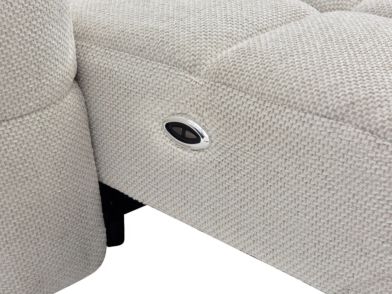 Canapé d'angle droit relax avec assise coulissante électrique en tissu beige CARIALA
