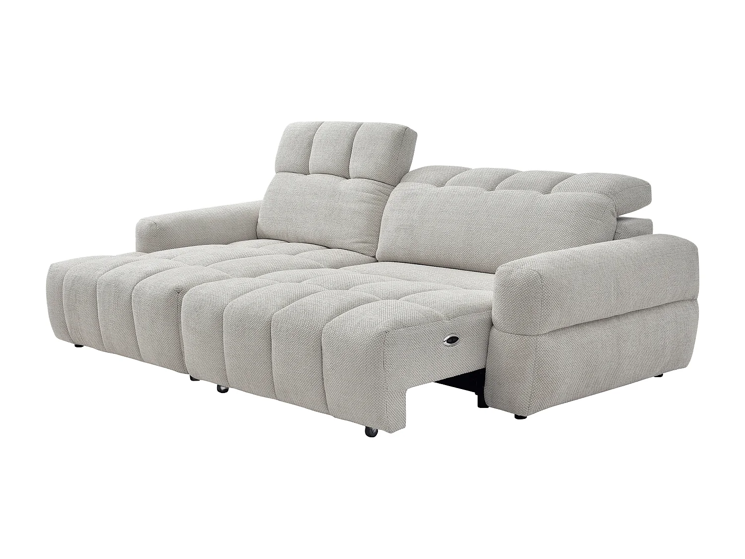 Canapé d'angle gauche relax avec assise coulissante électrique en tissu beige CARIALA