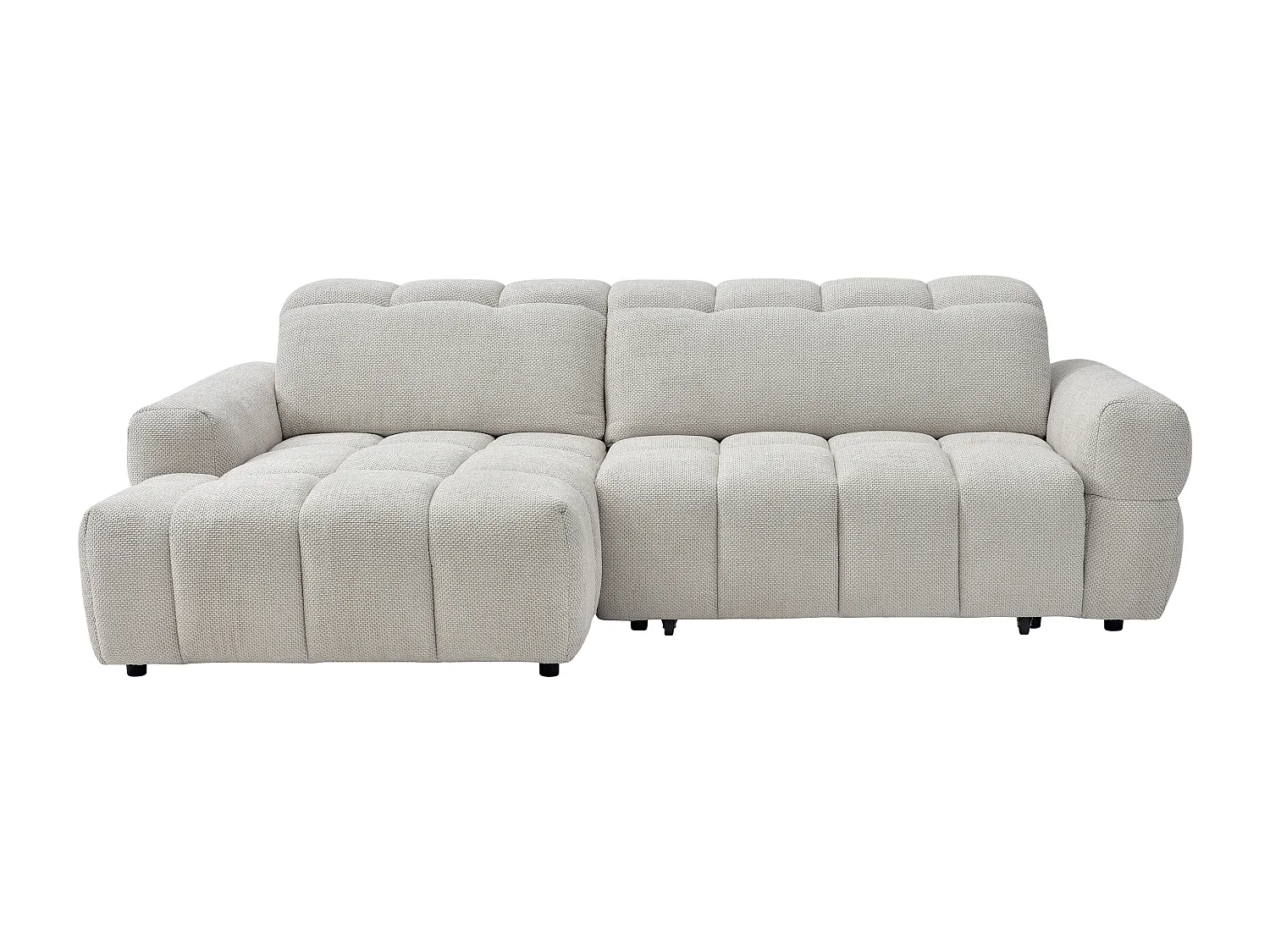 Canapé d'angle gauche relax avec assise coulissante électrique en tissu beige CARIALA