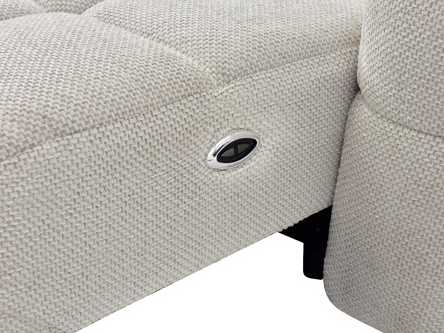 Canapé d'angle gauche relax avec assise coulissante électrique en tissu beige CARIALA