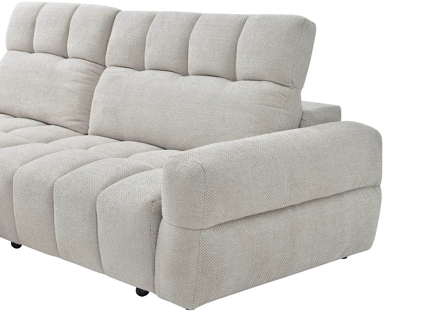 Canapé d'angle gauche relax avec assise coulissante électrique en tissu beige CARIALA