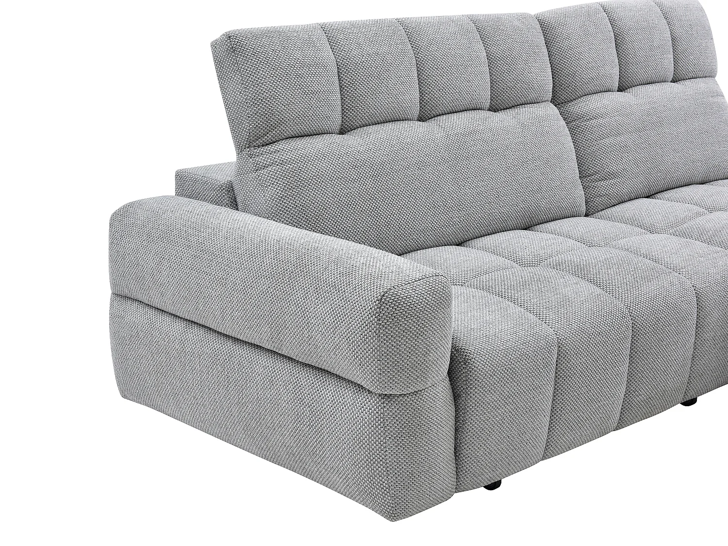 Canapé d'angle droit relax avec assise coulissante électrique en tissu gris CARIALA
