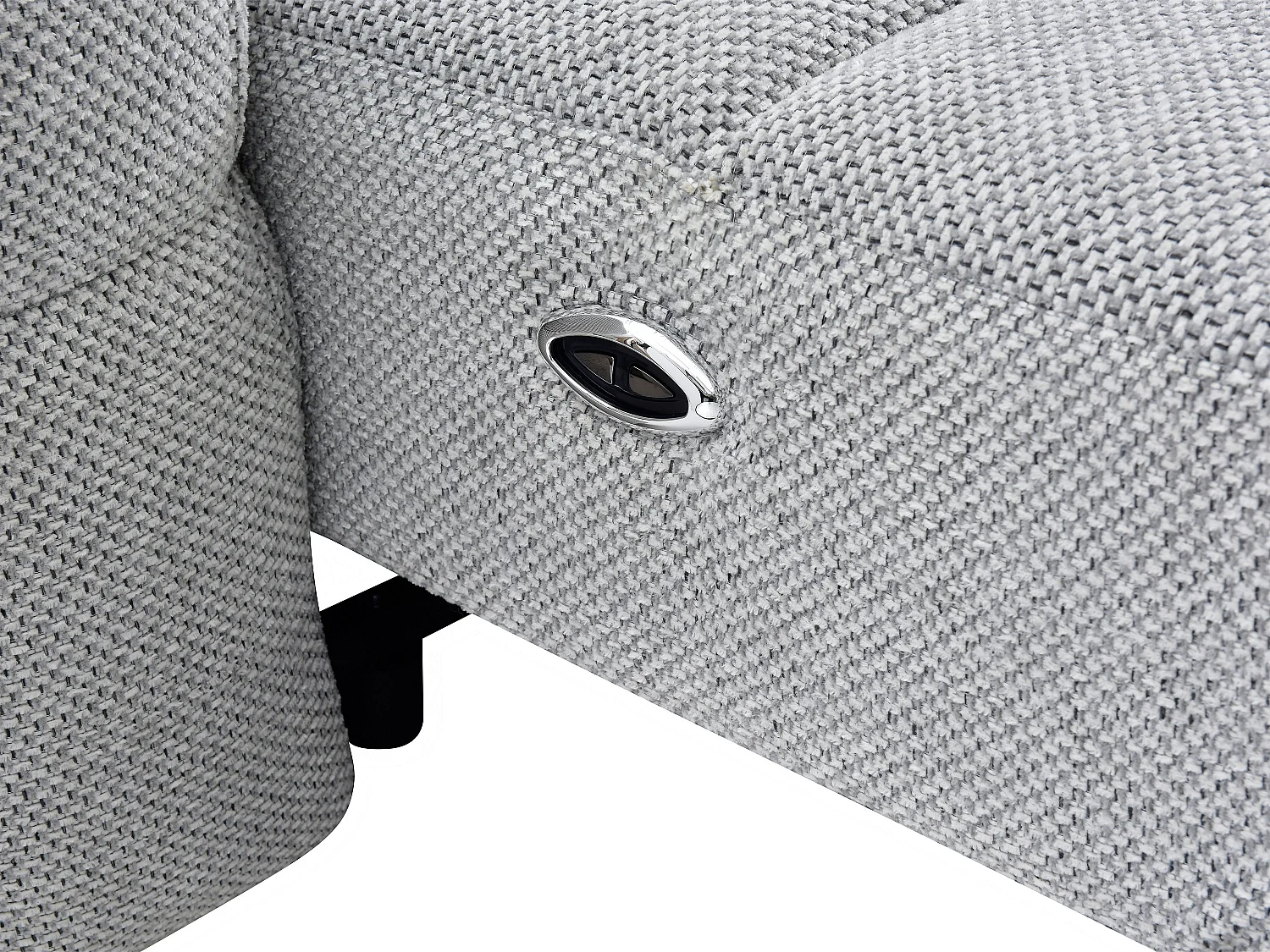 Canapé d'angle droit relax avec assise coulissante électrique en tissu gris CARIALA