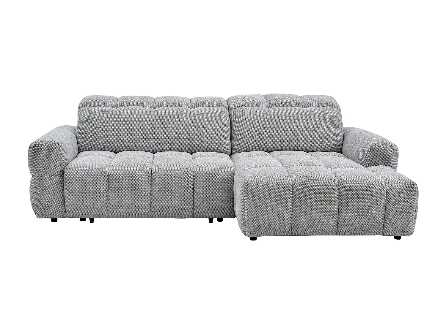 Canapé d'angle droit relax avec assise coulissante électrique en tissu gris CARIALA