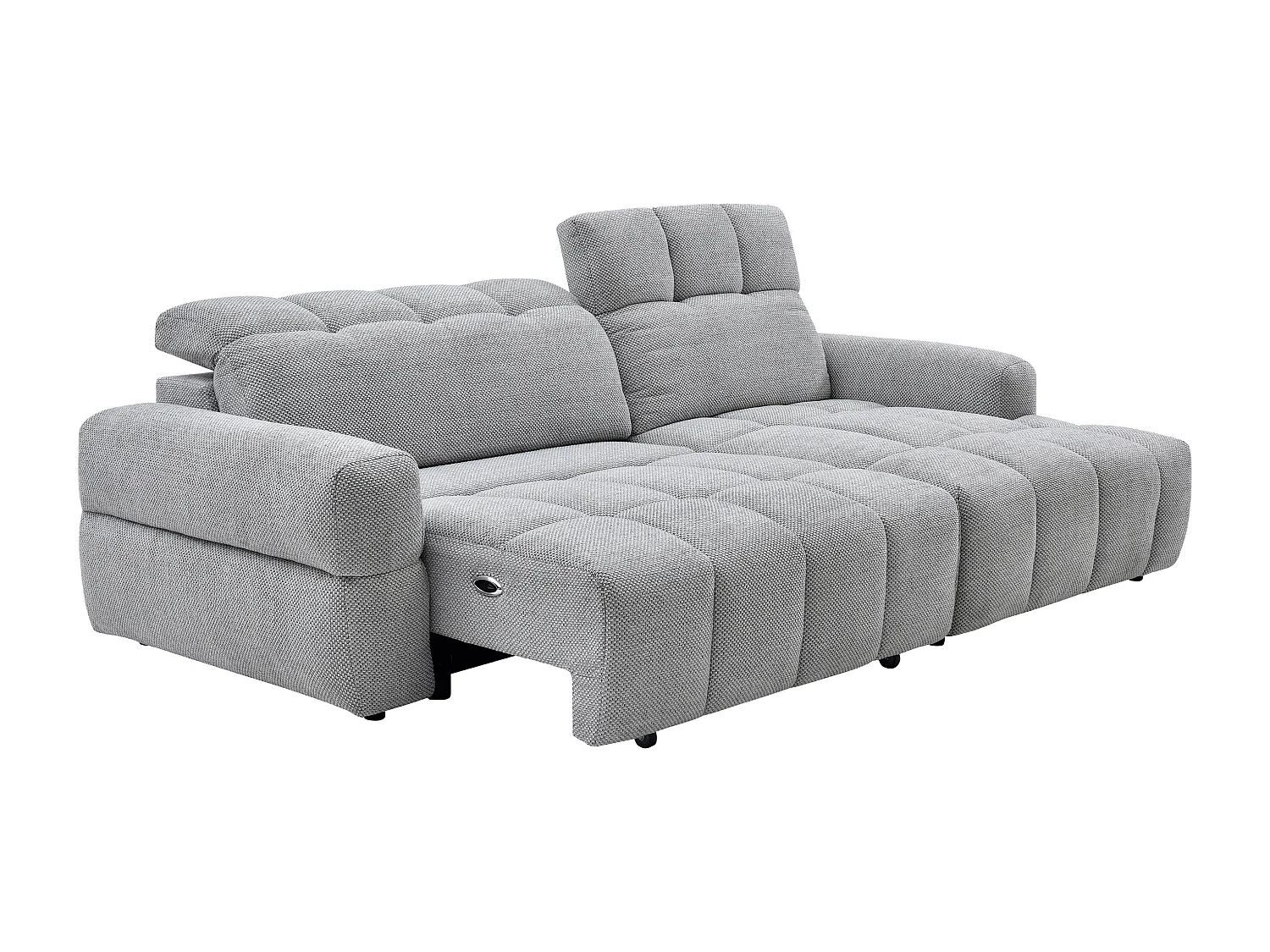 Canapé d'angle droit relax avec assise coulissante électrique en tissu gris CARIALA