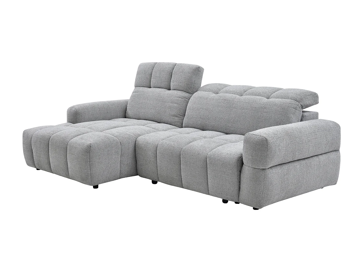 Canapé d'angle gauche relax avec assise coulissante électrique en tissu gris CARIALA