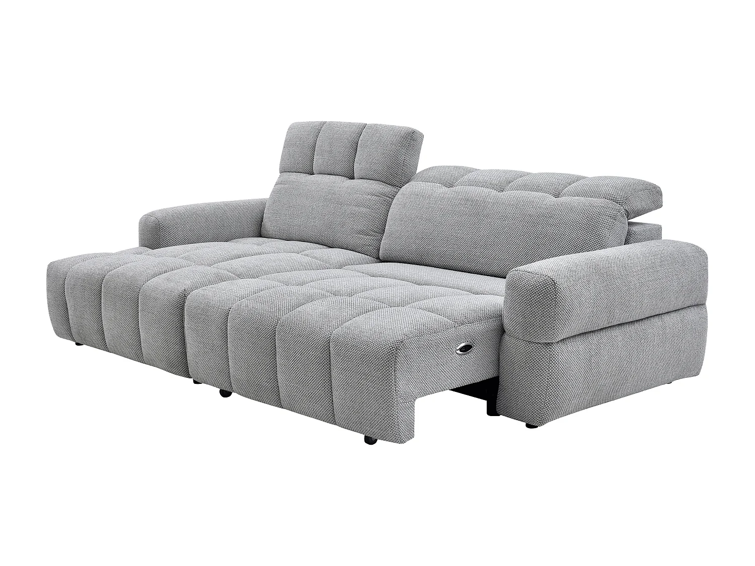 Canapé d'angle gauche relax avec assise coulissante électrique en tissu gris CARIALA