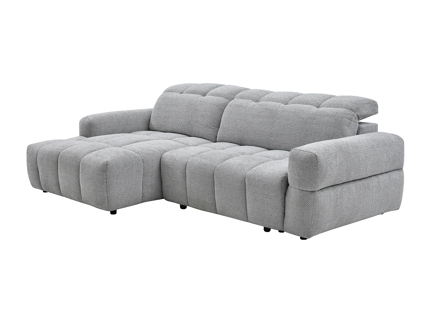 Canapé d'angle gauche relax avec assise coulissante électrique en tissu gris CARIALA