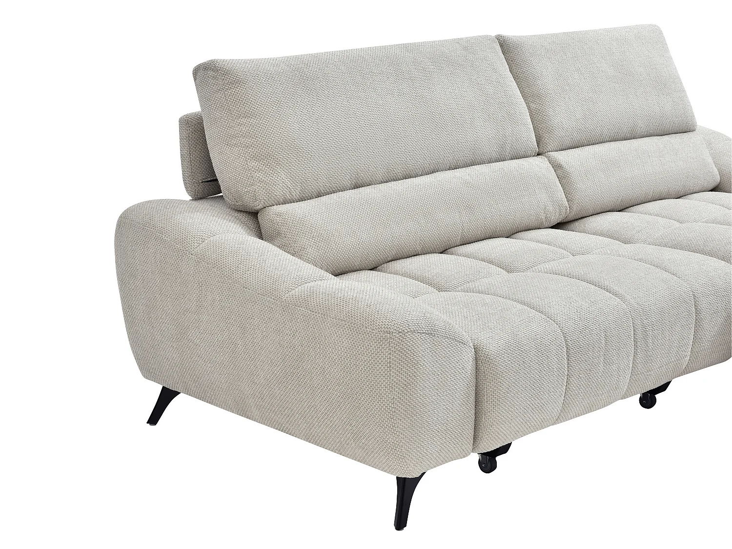 Canapé d'angle droit relax avec assise coulissante en tissu beige ELOSIA