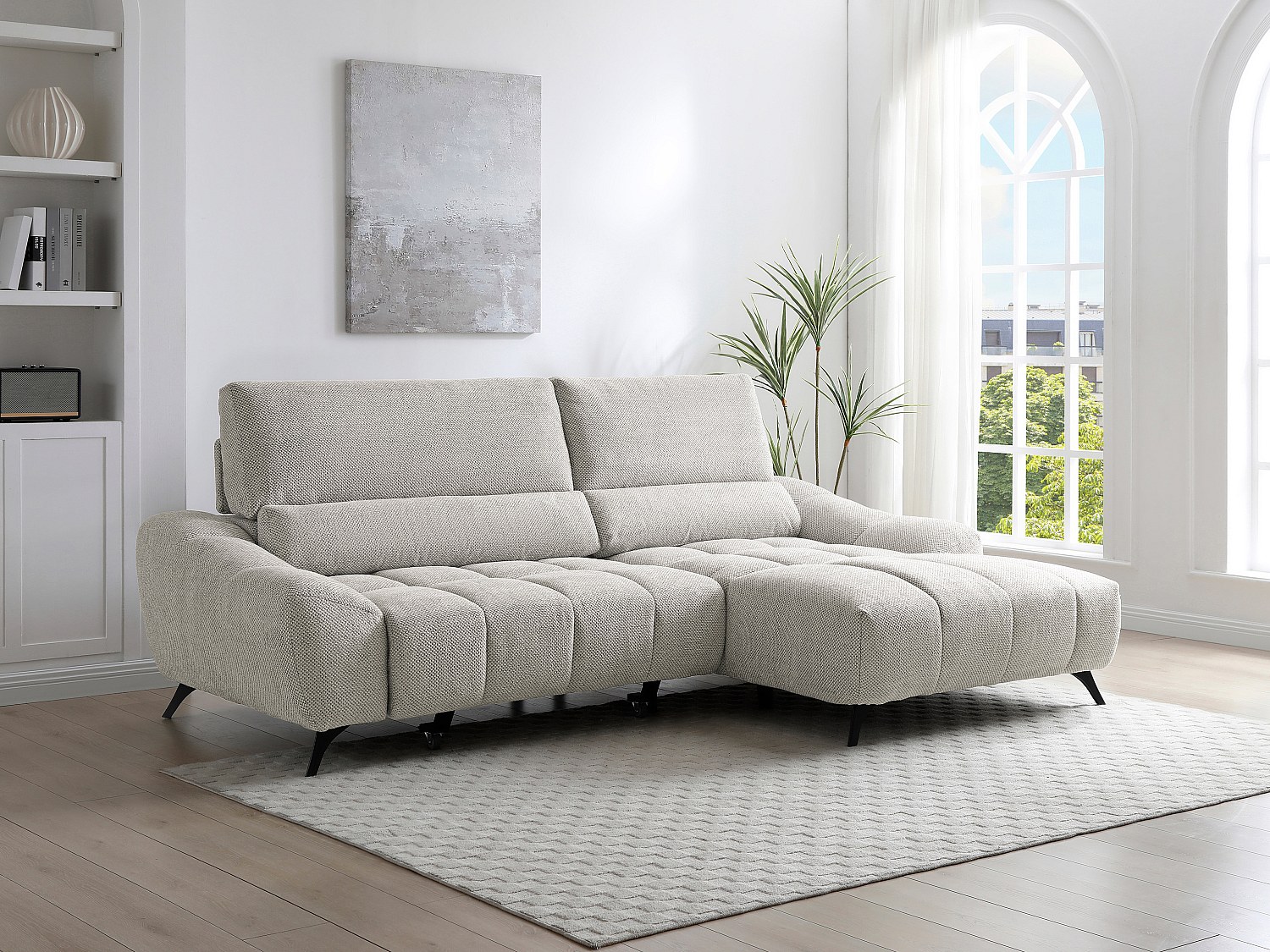 Vente-unique Ecksofa -Ecke Rechts - Relax Mit Verschiebbarer Sitzfläche – Stoff Beige – Elosia