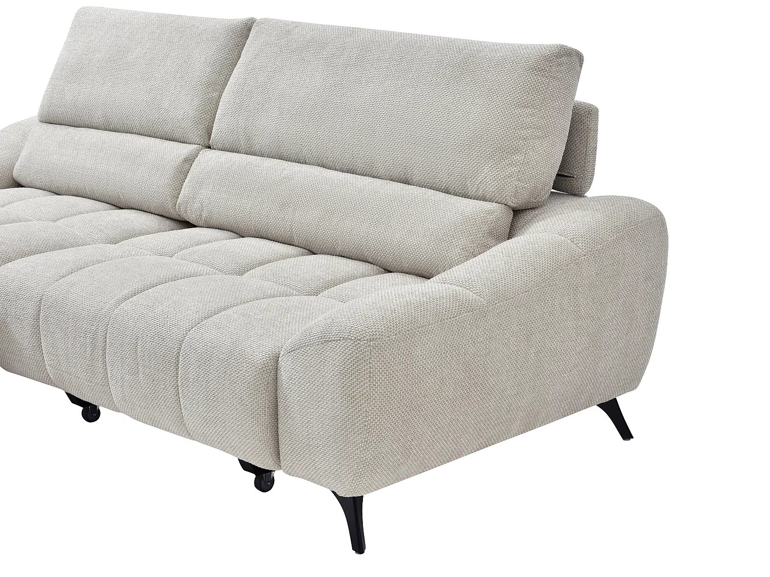 Canapé d'angle gauche relax avec assise coulissante en tissu beige ELOSIA