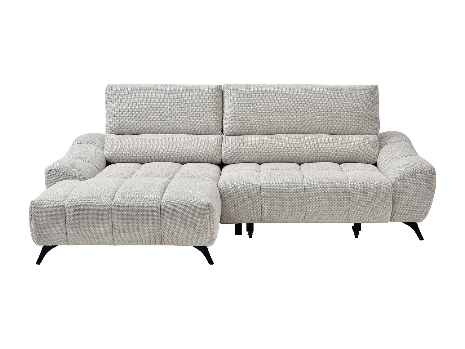 Canapé d'angle gauche relax avec assise coulissante en tissu beige ELOSIA