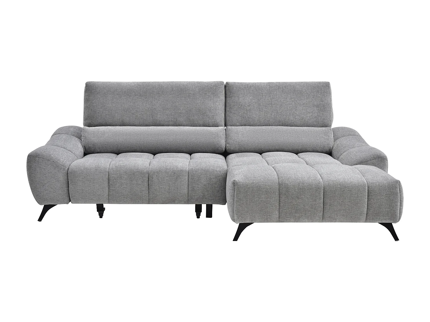 Canapé d'angle droit relax avec assise coulissante en tissu gris ELOSIA