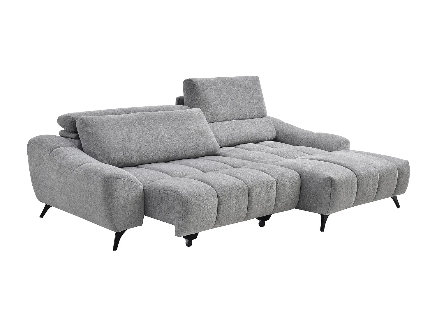 Canapé d'angle droit relax avec assise coulissante en tissu gris ELOSIA