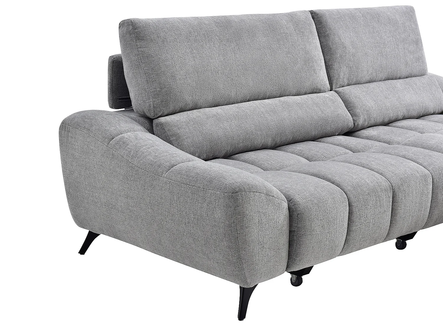 Canapé d'angle droit relax avec assise coulissante en tissu gris ELOSIA