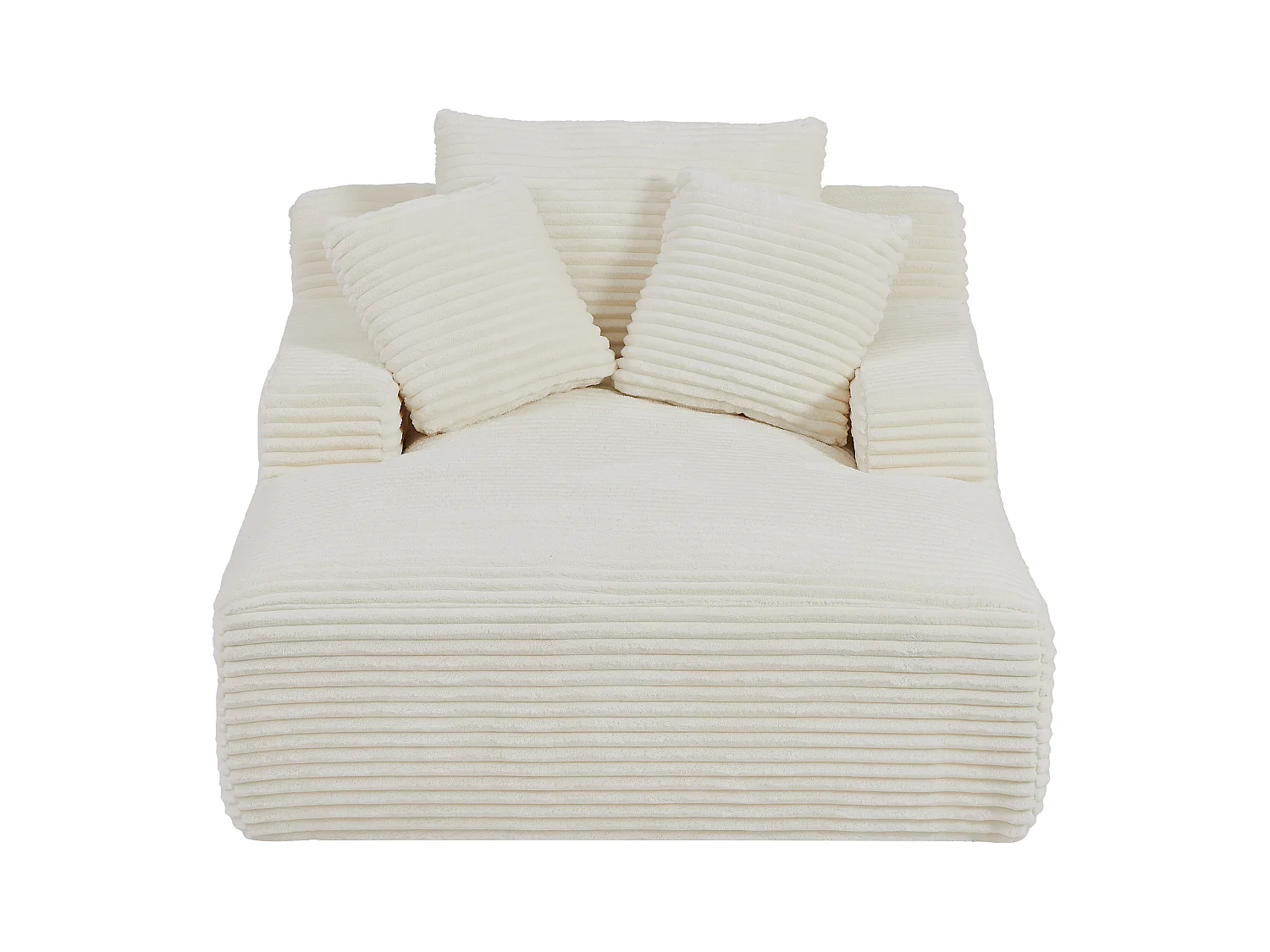 Méridienne en velours côtelé grosses côtes beige DONILIA