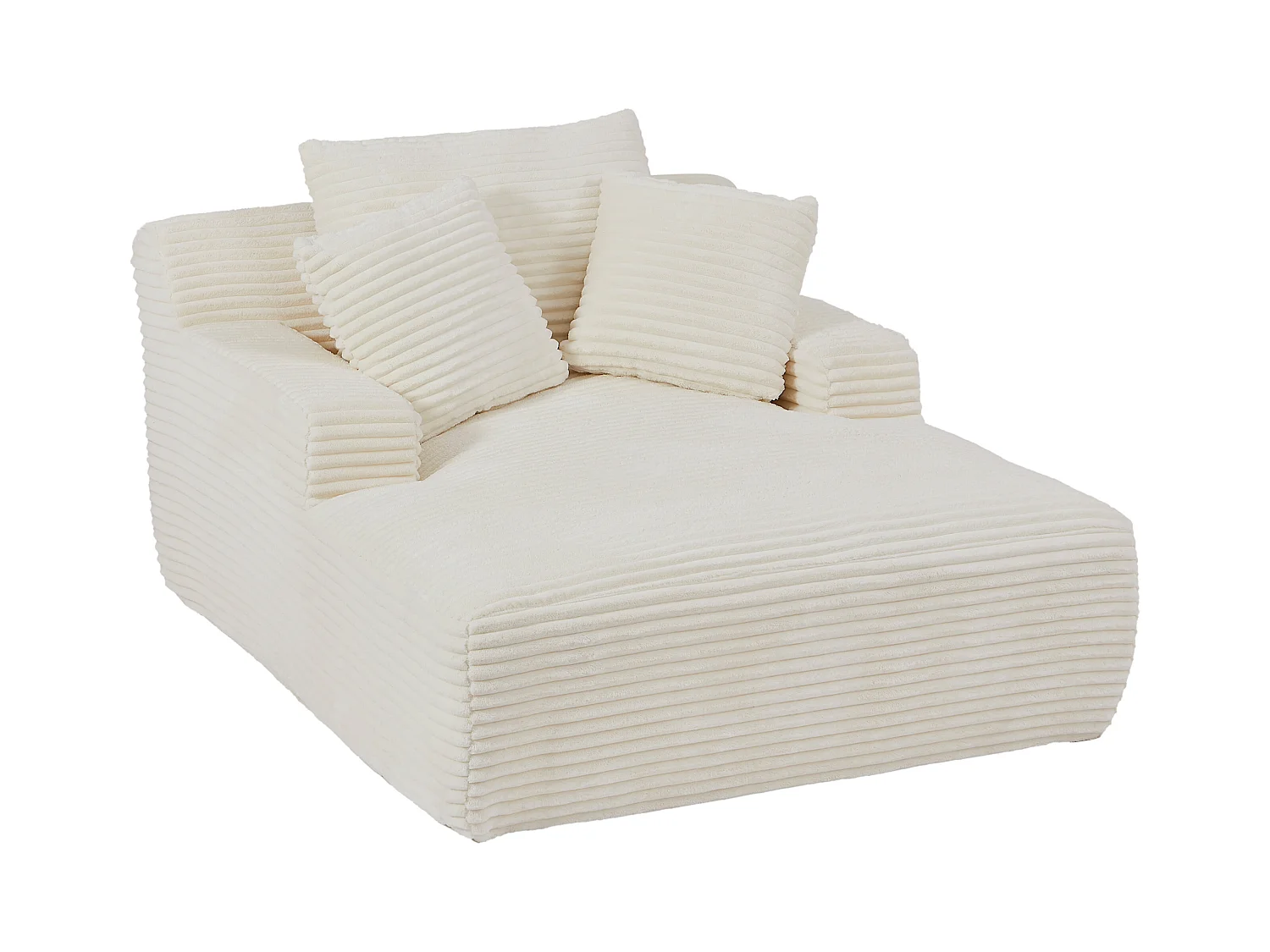 Méridienne en velours côtelé grosses côtes beige DONILIA