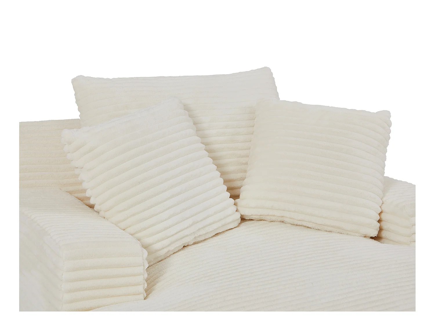 Méridienne en velours côtelé grosses côtes beige DONILIA