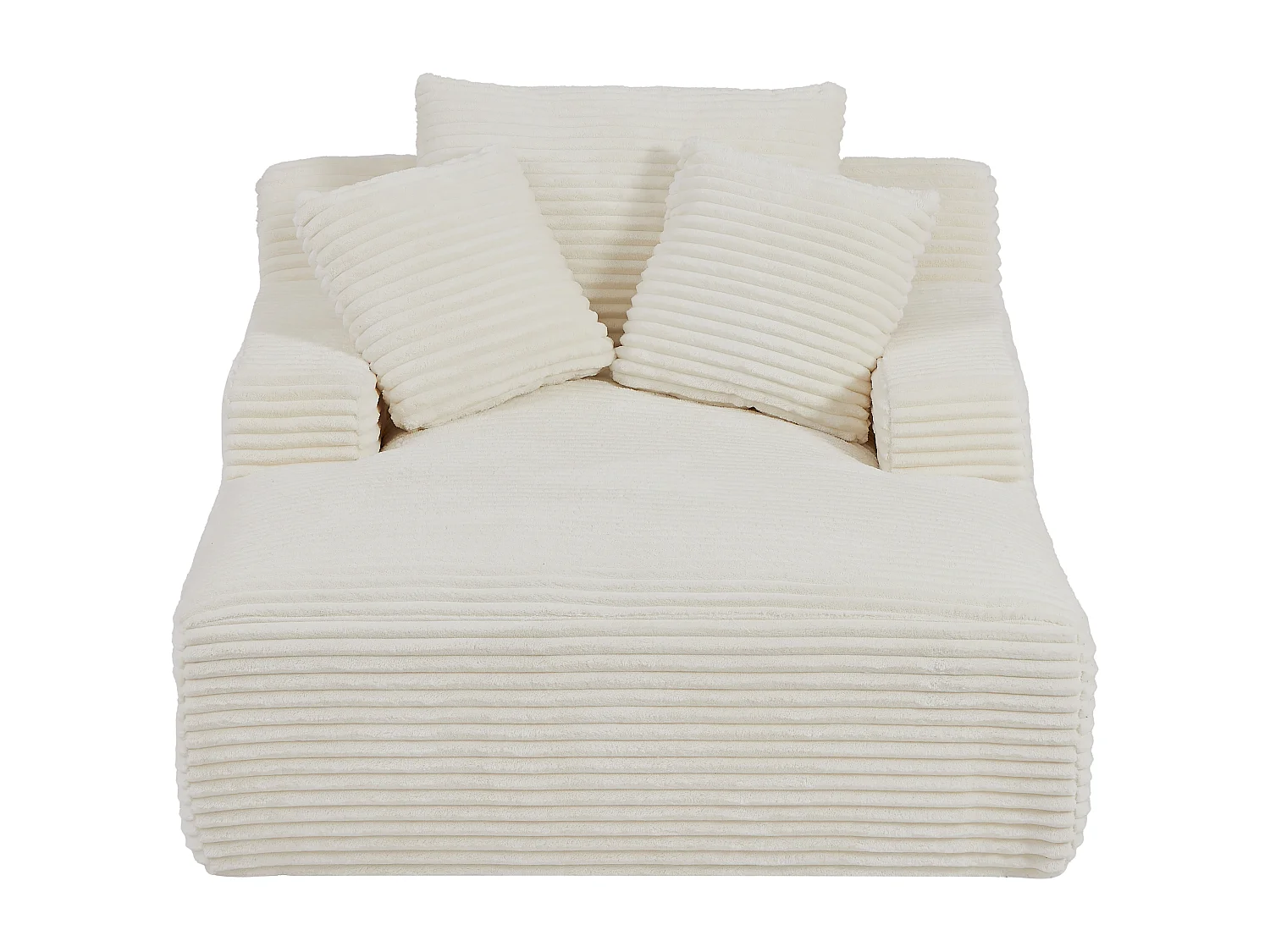 Méridienne en velours côtelé grosses côtes beige DONILIA