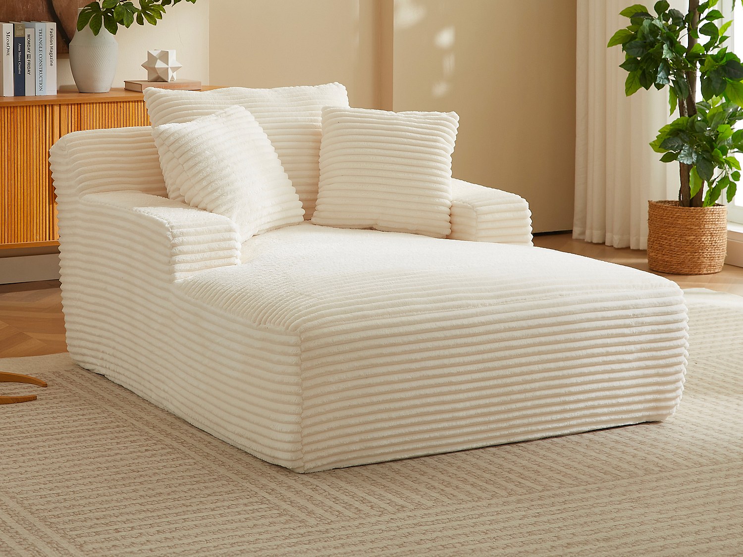 DONILIA kordfløyel daybed i beige
