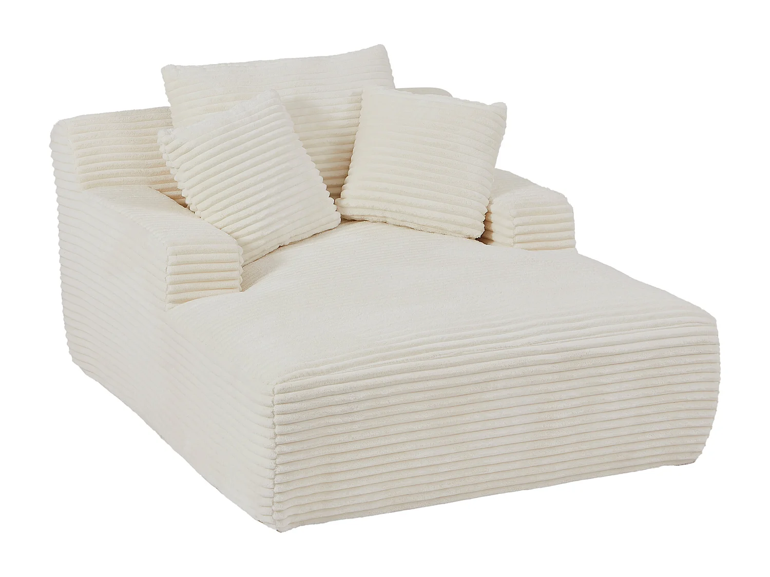 Méridienne en velours côtelé grosses côtes beige DONILIA