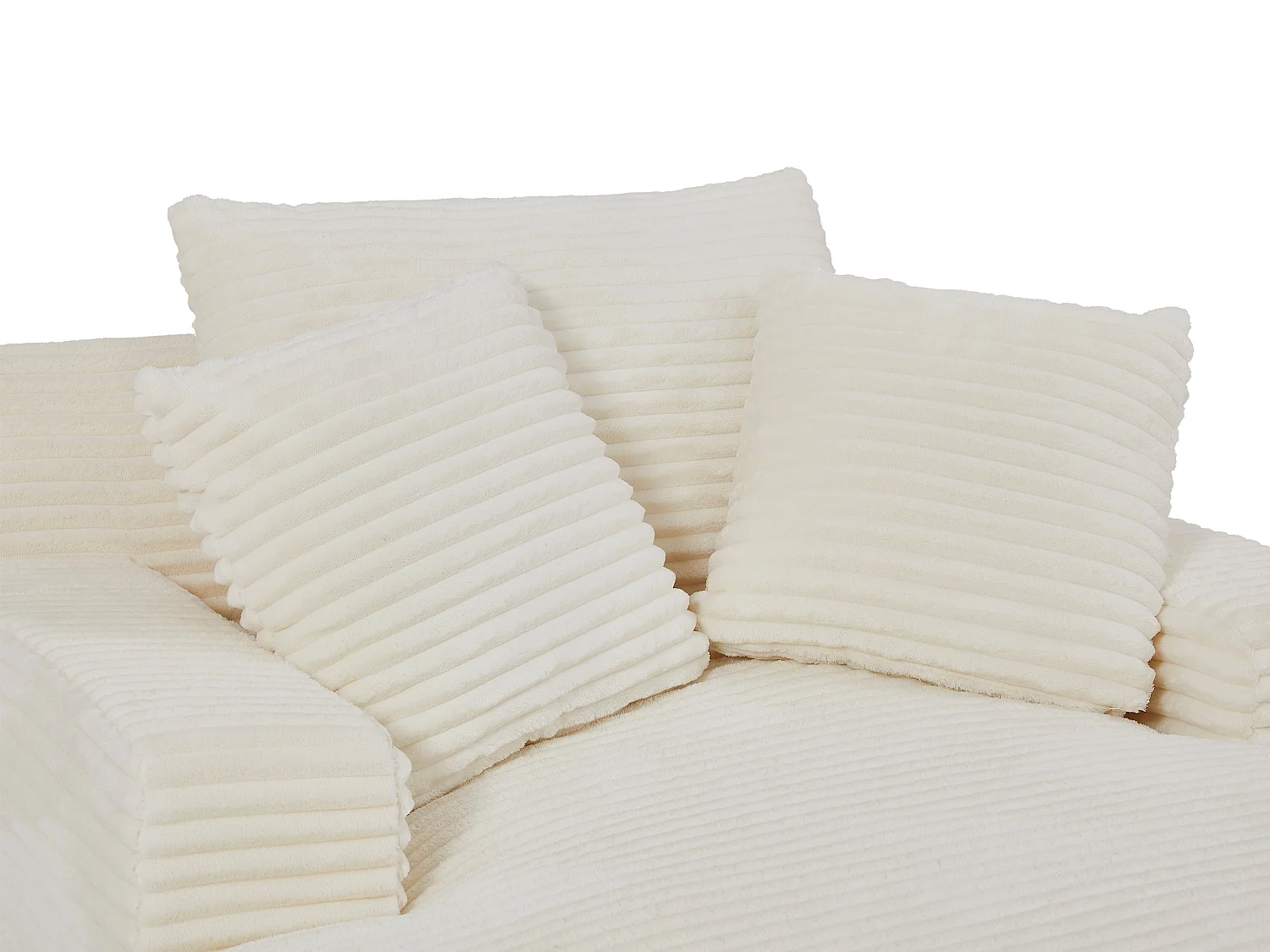 Méridienne en velours côtelé grosses côtes beige DONILIA