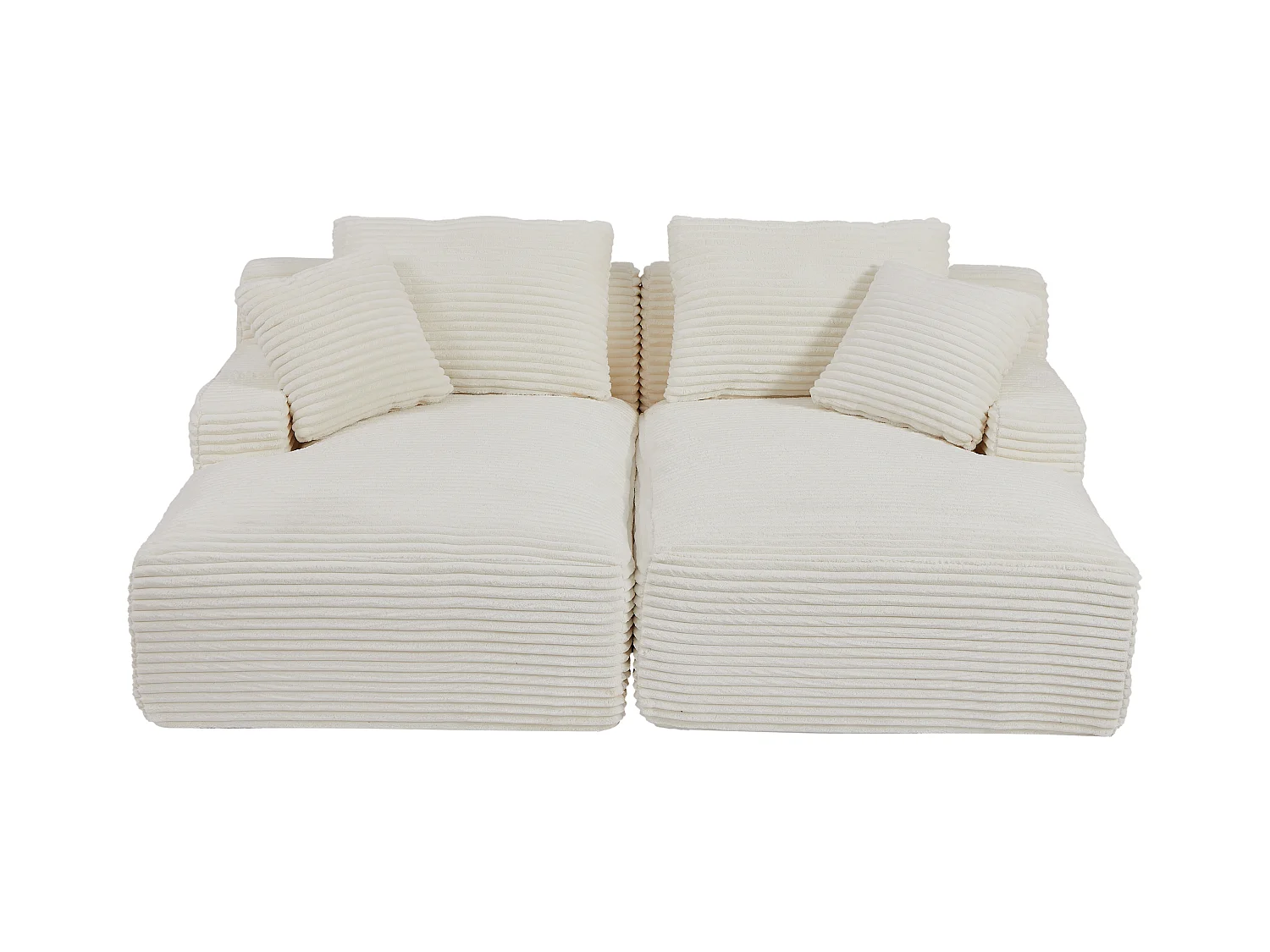 Sofa 3-Sitzer tiefe Polsterung - Cord grobe Rippen Beige - DONILIA