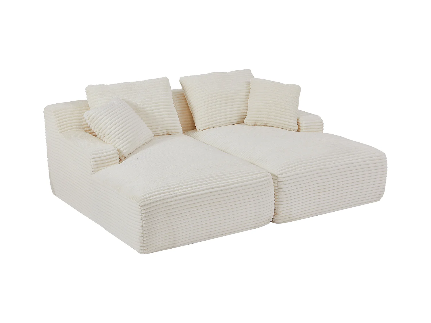 Sofa 3-Sitzer tiefe Polsterung - Cord grobe Rippen Beige - DONILIA