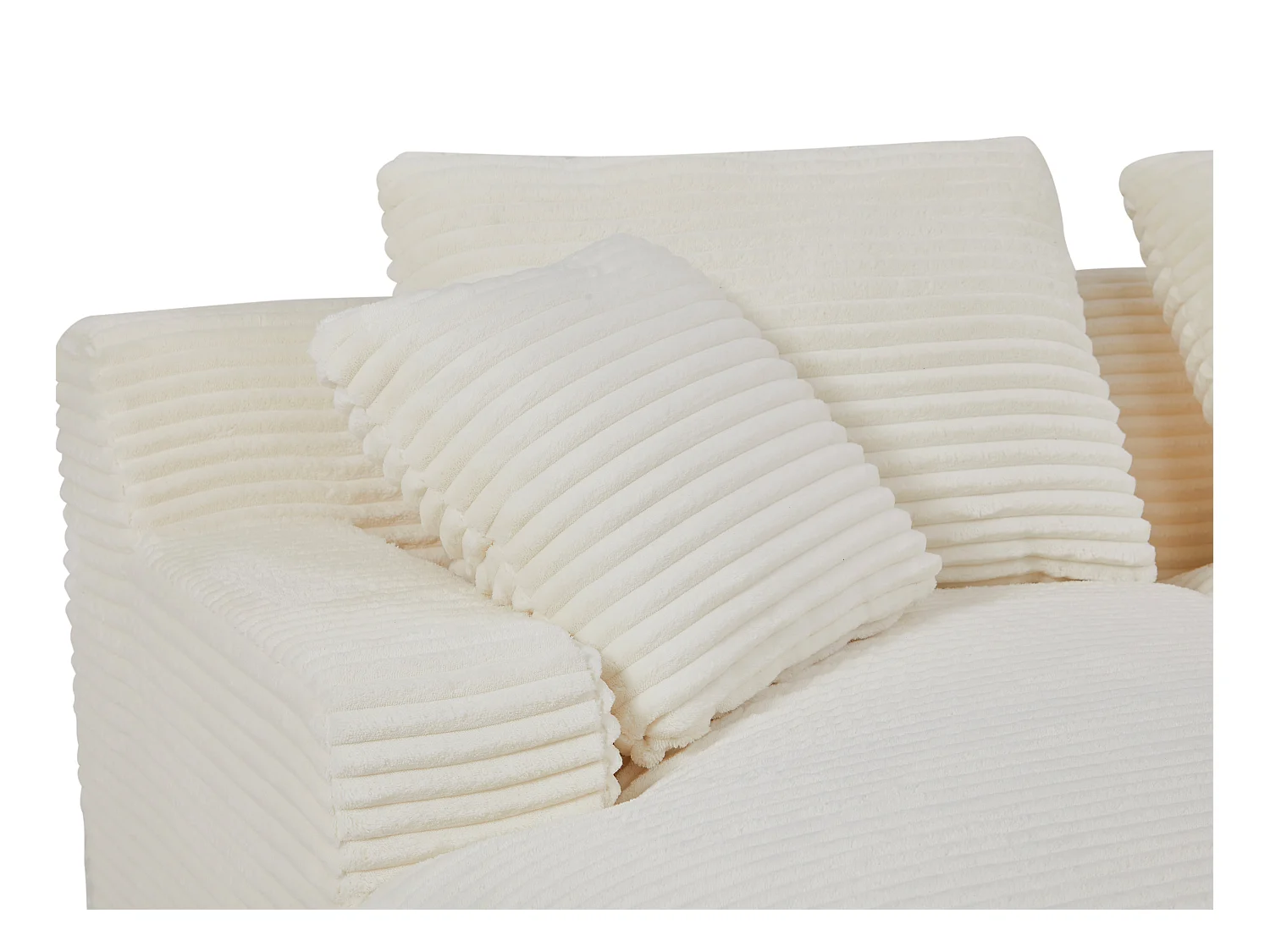Sofa 3-Sitzer tiefe Polsterung - Cord grobe Rippen Beige - DONILIA