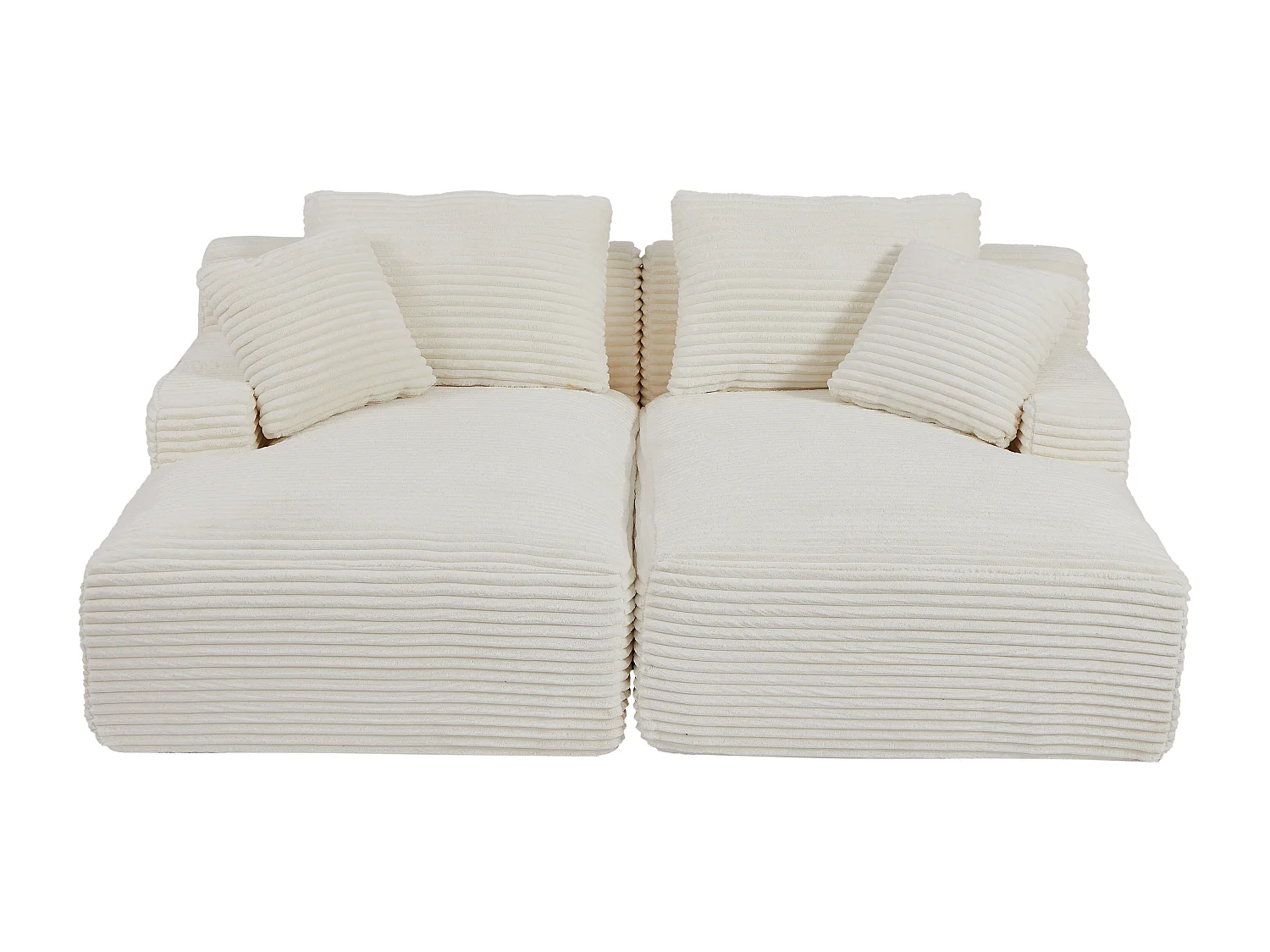 Canapé 3 places confort assise profonde en velours côtelé grosses côtes beige DONILIA