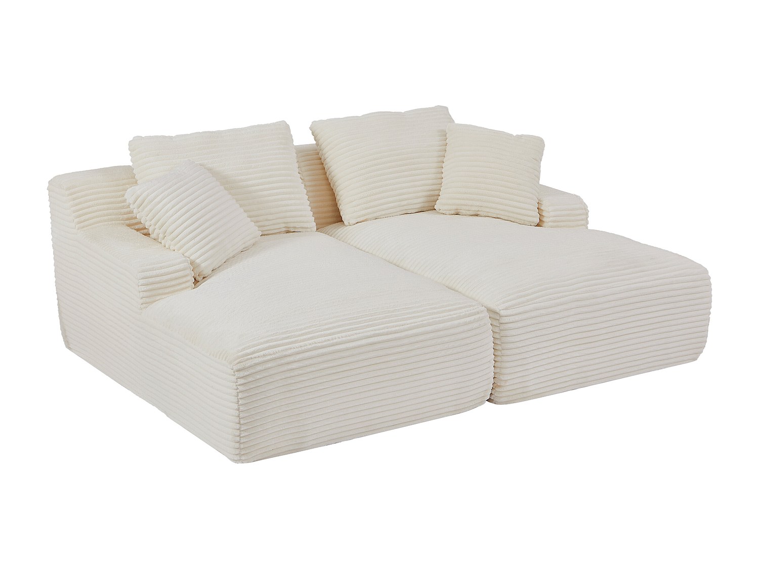 Sofa 3-Sitzer tiefe Polsterung - Cord grobe Rippen Beige - DONILIA günstig online kaufen