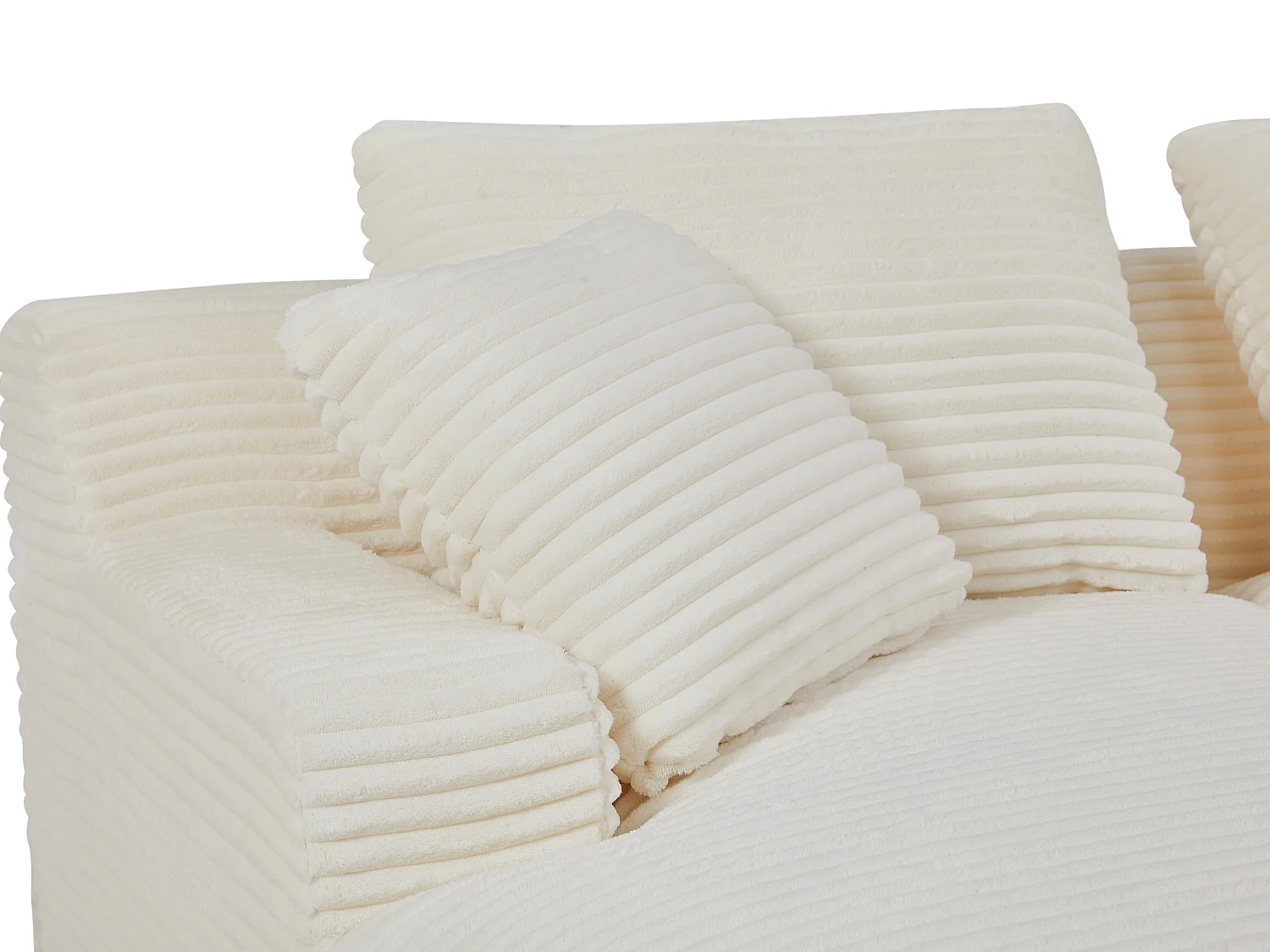 Canapé 3 places confort assise profonde en velours côtelé grosses côtes beige DONILIA