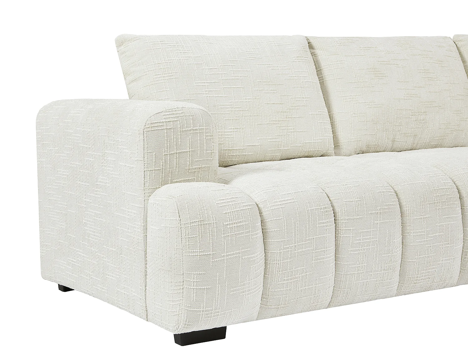 Canapé d'angle droit en tissu texturé beige BENOLA