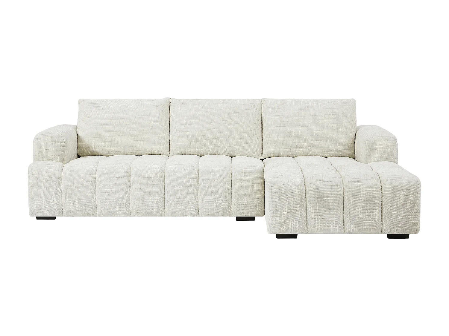 Canapé d'angle droit en tissu texturé beige BENOLA