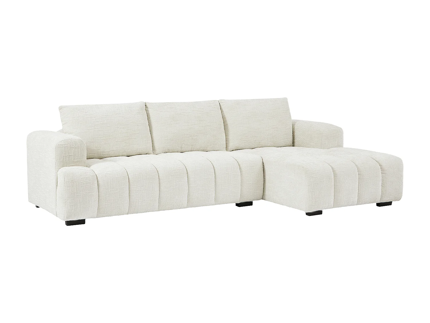 Canapé d'angle droit en tissu texturé beige BENOLA