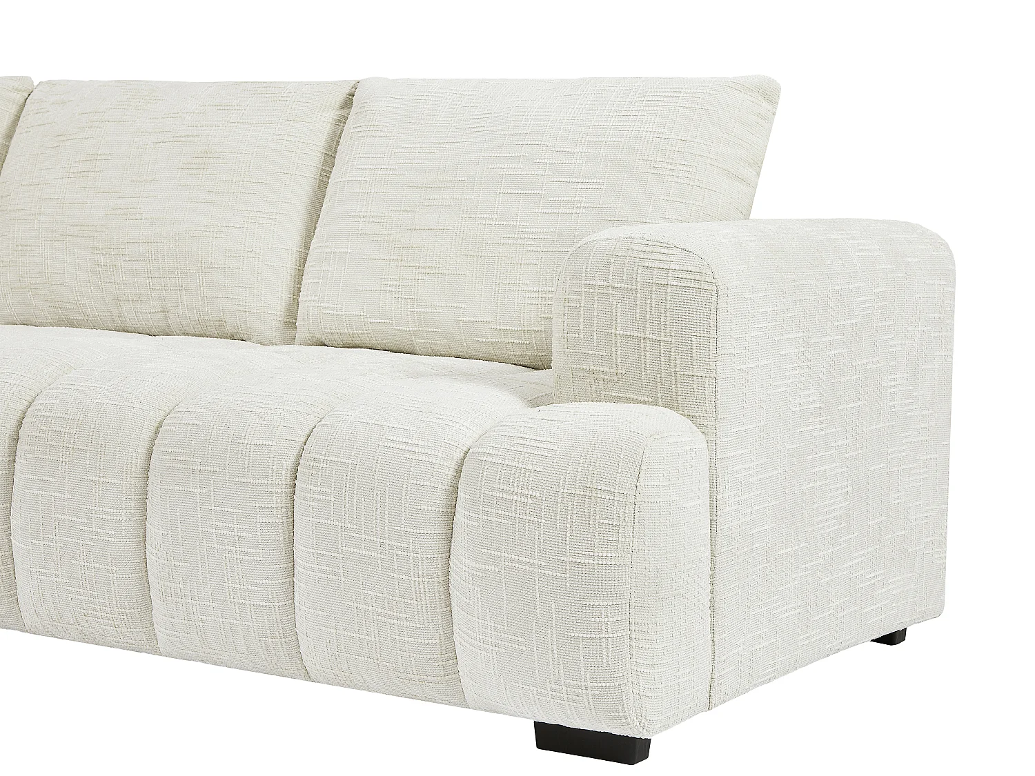 Canapé d'angle gauche en tissu texturé beige BENOLA