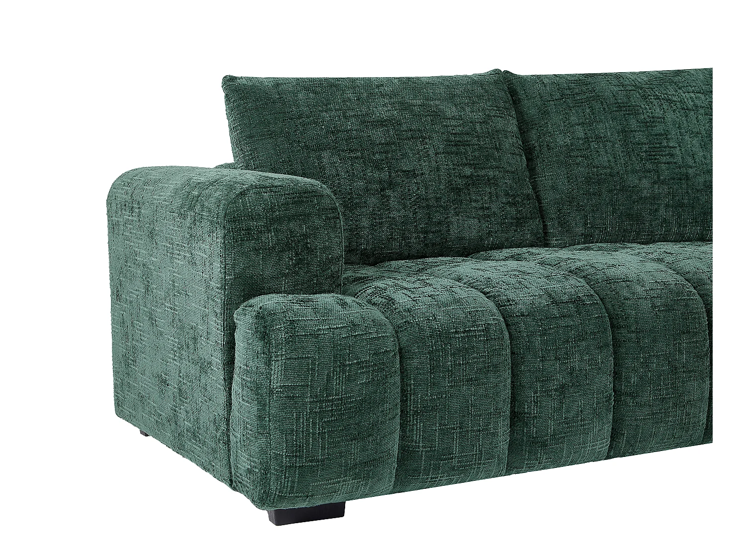 Høyrevendt hjørnesofa i grønt teksturert stoff BENOLA