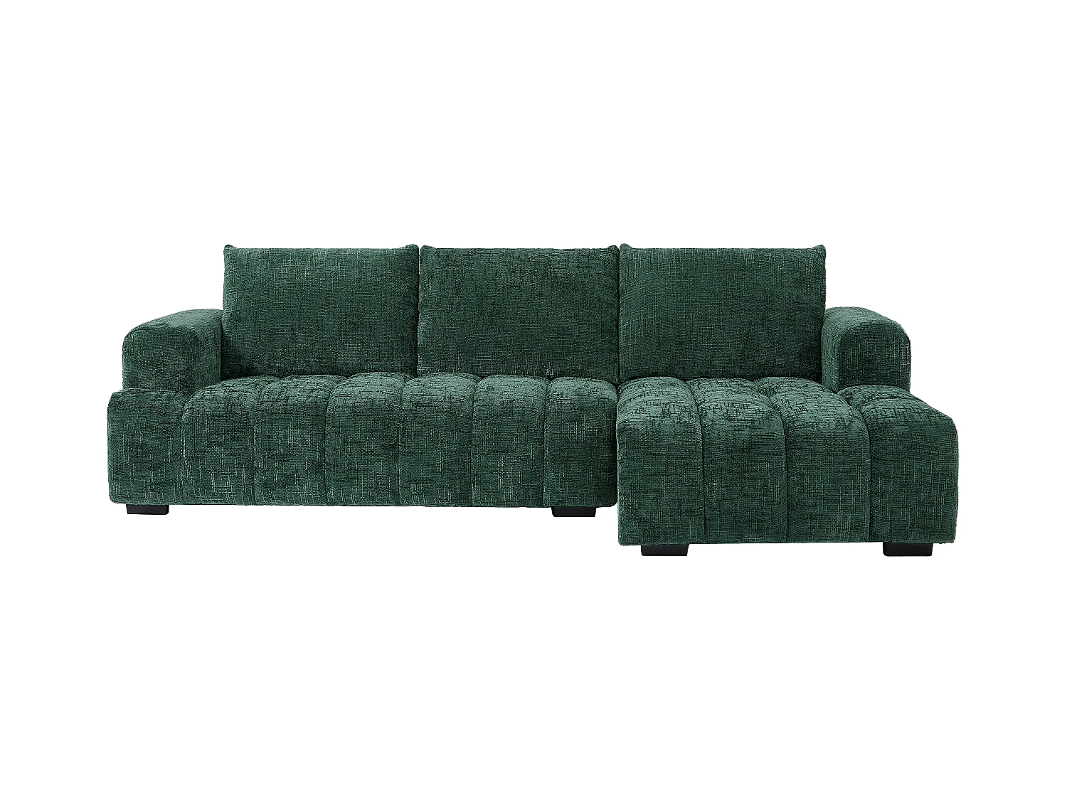 Høyrevendt hjørnesofa i grønt teksturert stoff BENOLA